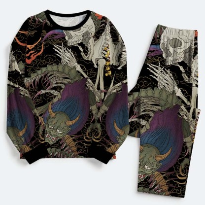 Tokyo-Tiger Japanese Yokai And Skeletons Family Pajama Sets