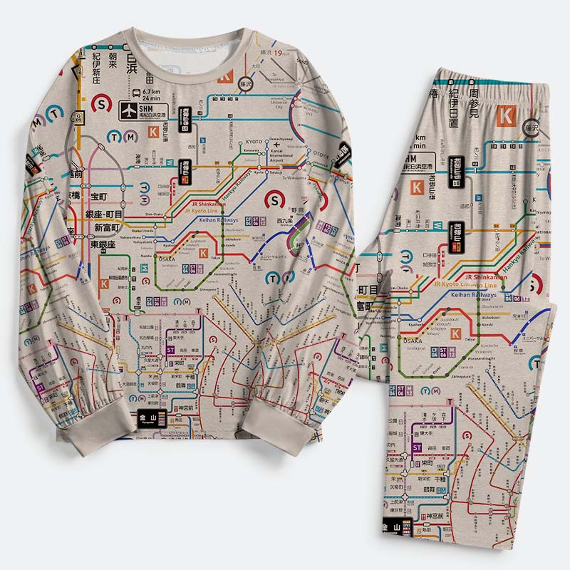 Tokyo-Tiger Tokyo Subway Map Family Pajama Sets