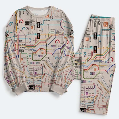 Tokyo-Tiger Tokyo Subway Map Family Pajama Sets