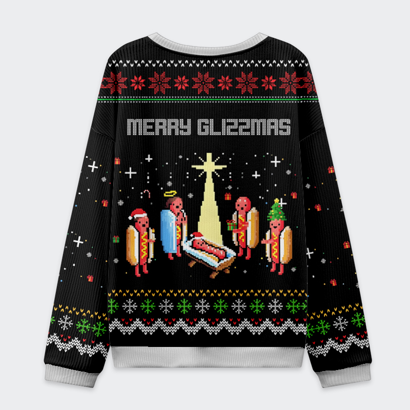 Tokyo-Tiger A Hot Dog Nativity Scene Christmas Ugly Sweatshirt