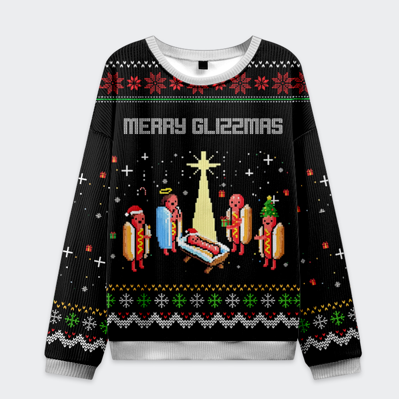 Tokyo-Tiger A Hot Dog Nativity Scene Christmas Ugly Sweatshirt