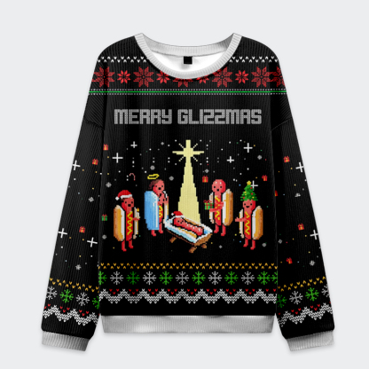 Tokyo-Tiger A Hot Dog Nativity Scene Christmas Ugly Sweatshirt