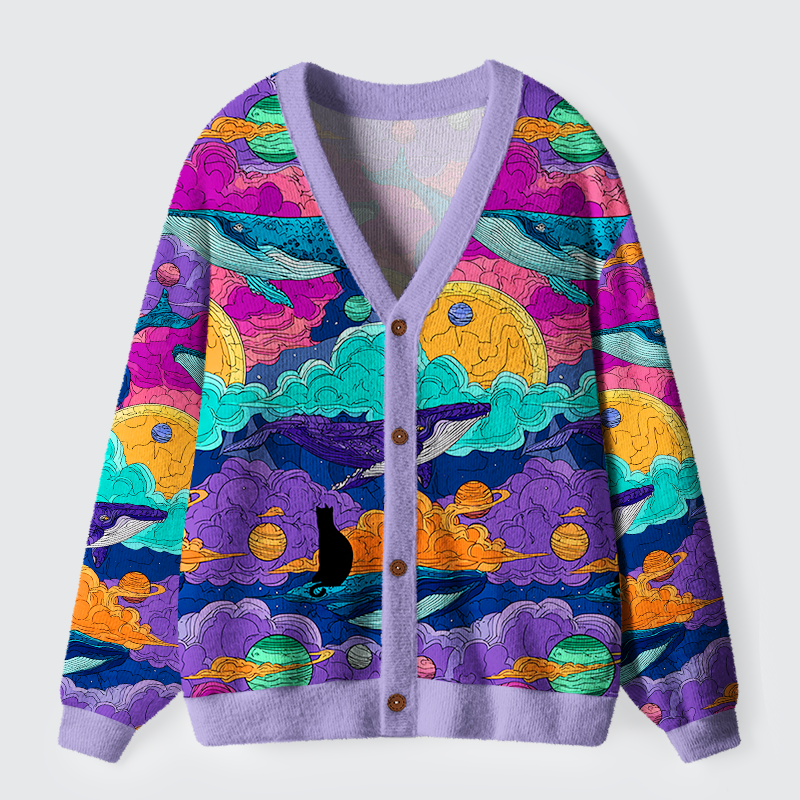 Tokyo-Tiger Meow in the Milky Way Ugly Cardigan Sweater