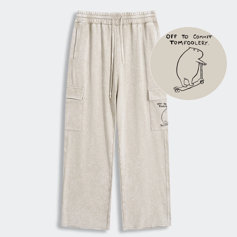 Tokyo-Tiger Capybara Is Ready To Do Something Bad Washed Utility Sweatpants