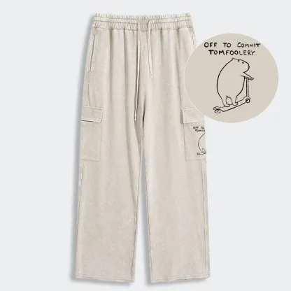 Tokyo-Tiger Capybara Is Ready To Do Something Bad Washed Utility Sweatpants