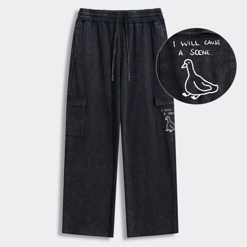 Tokyo-Tiger Stupid Goose Funny Japan Retro Washed Utility Sweatpants