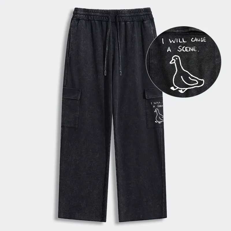 Tokyo-Tiger Stupid Goose Funny Japan Retro Washed Utility Sweatpants