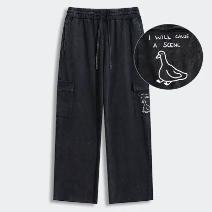 Tokyo-Tiger Stupid Goose Funny Japan Retro Washed Utility Sweatpants