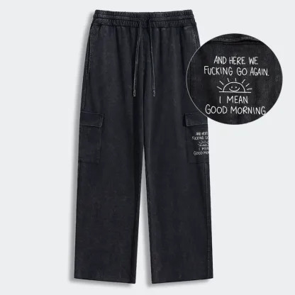 Tokyo-Tiger Different Meanings Of "Good Morning" Washed Utility Sweatpants