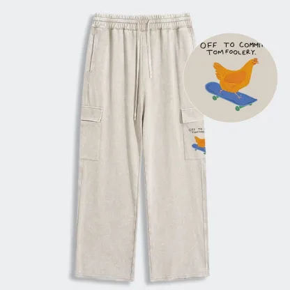 Tokyo-Tiger Chicken Was About To Do Something Bad Washed Utility Sweatpants