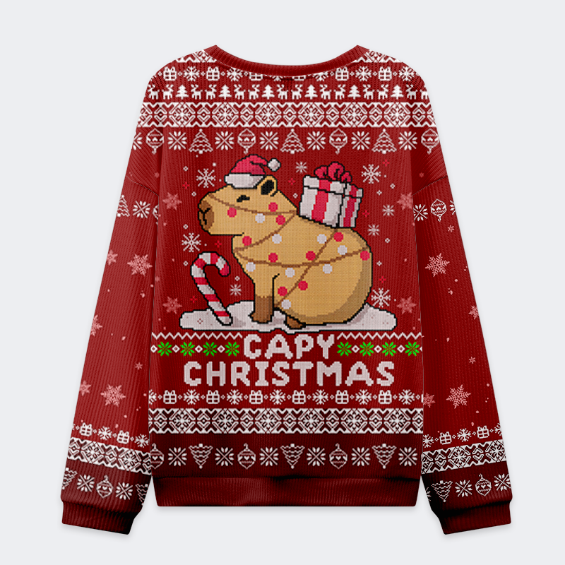 Tokyo-Tiger Capy Claus is Coming! Christmas Ugly Sweatshirt