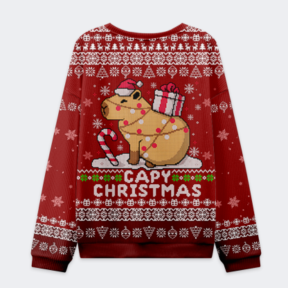 Tokyo-Tiger Capy Claus is Coming! Christmas Ugly Sweatshirt