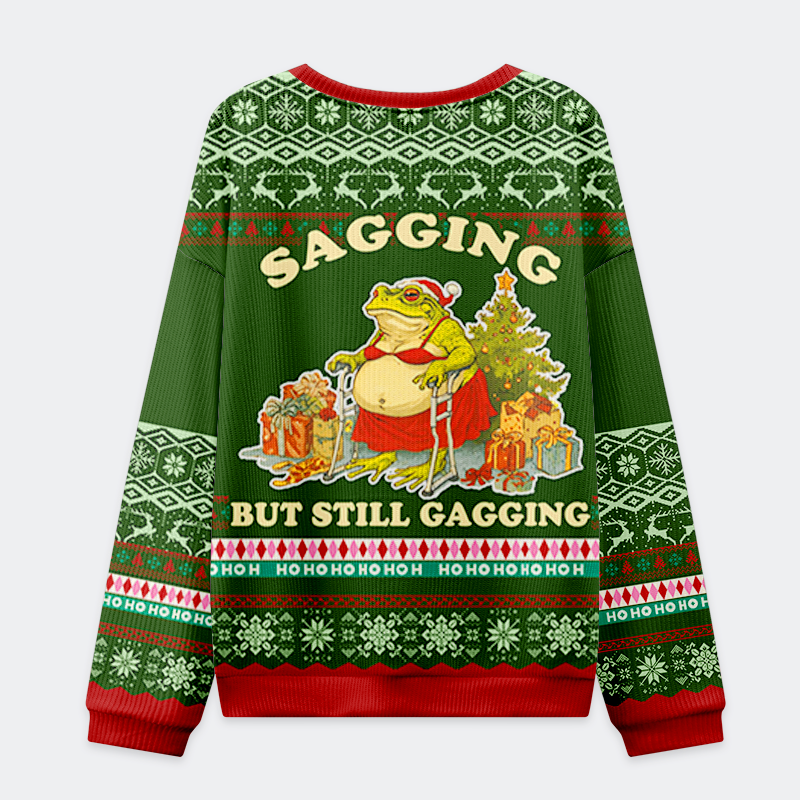 Tokyo-Tiger Sagging Santa Frog Christmas Ugly Sweatshirt