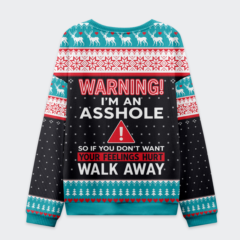 Tokyo-Tiger Warning I'm an Asshole Christmas Ugly Sweatshirt