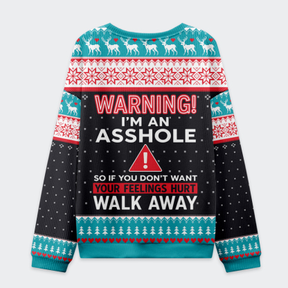 Tokyo-Tiger Warning I'm an Asshole Christmas Ugly Sweatshirt
