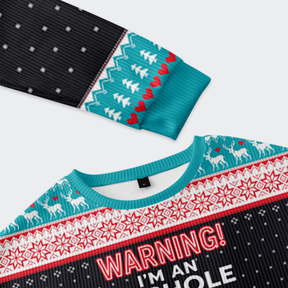 Tokyo-Tiger Warning I'm an Asshole Christmas Ugly Sweatshirt