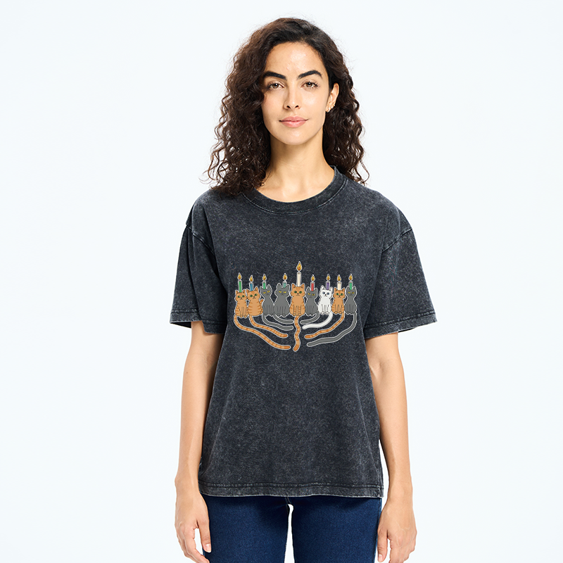 Tokyo-Tiger Hanukkah Cat Washed T-Shirt