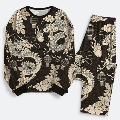 Tokyo-Tiger Two Dragons Playing With A Pearl Family Pajama Sets