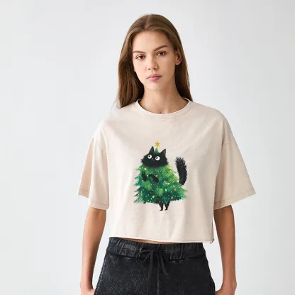 Tokyo-Tiger Old In Age But Young At Heart Women's Washed Crop T-Shirt