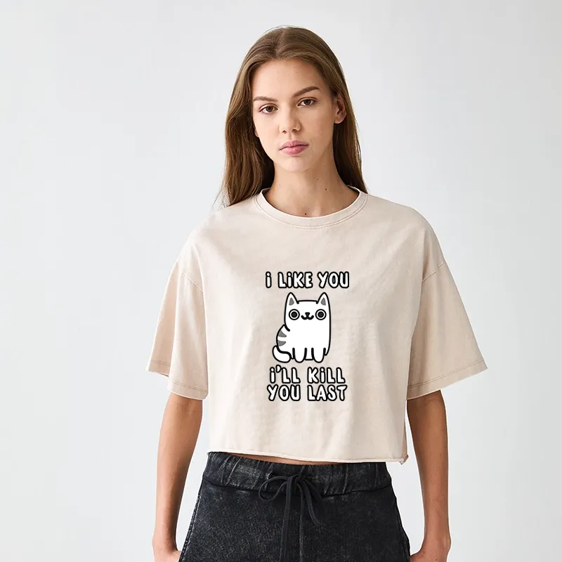 Tokyo-Tiger Cats And Humans Have A Love-hate Relationship Women's Washed Crop T-Shirt