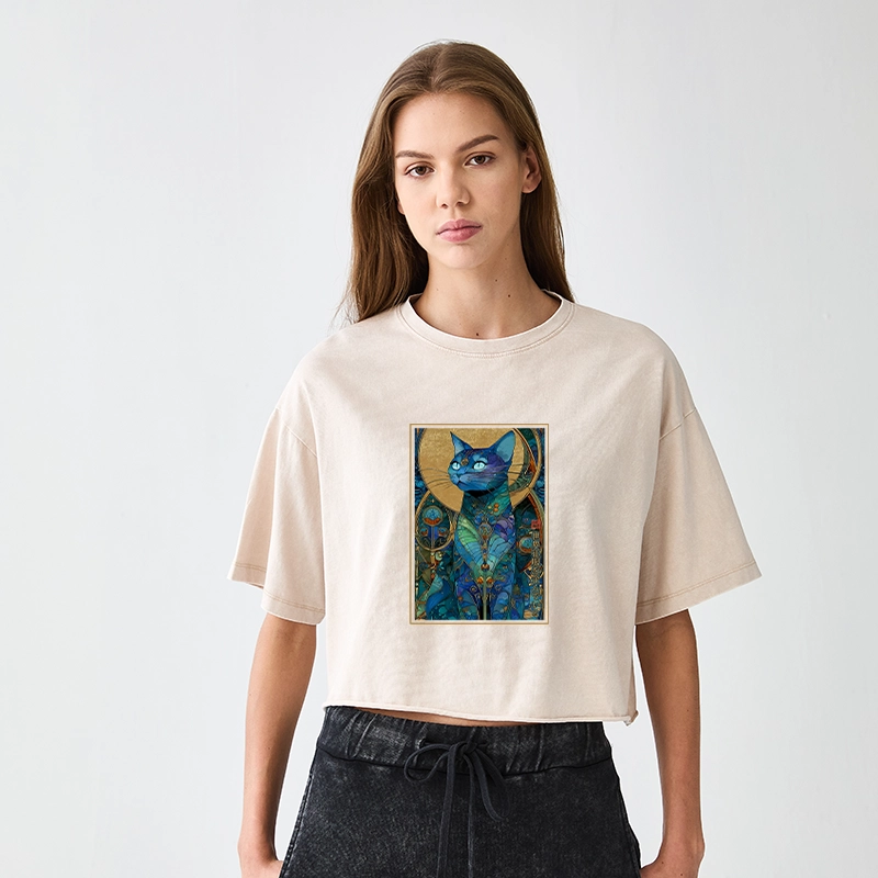 Tokyo-Tiger The Cat’s Plan To Rule Them All Women's Washed Crop T-Shirt