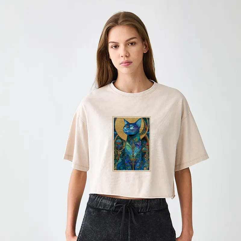 Tokyo-Tiger The Cat’s Plan To Rule Them All Women's Washed Crop T-Shirt