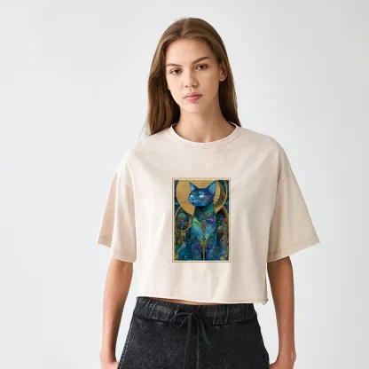 Tokyo-Tiger The Cat’s Plan To Rule Them All Women's Washed Crop T-Shirt