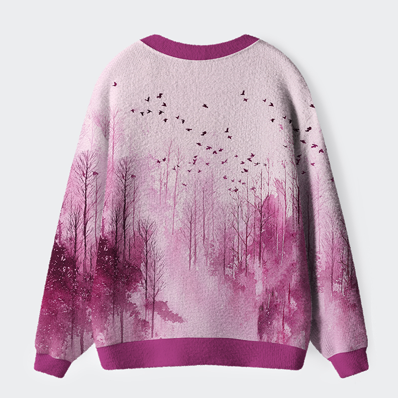 Tokyo-Tiger Echoes Of A Rose-Tinted Dawn Ugly Cardigan Sweater