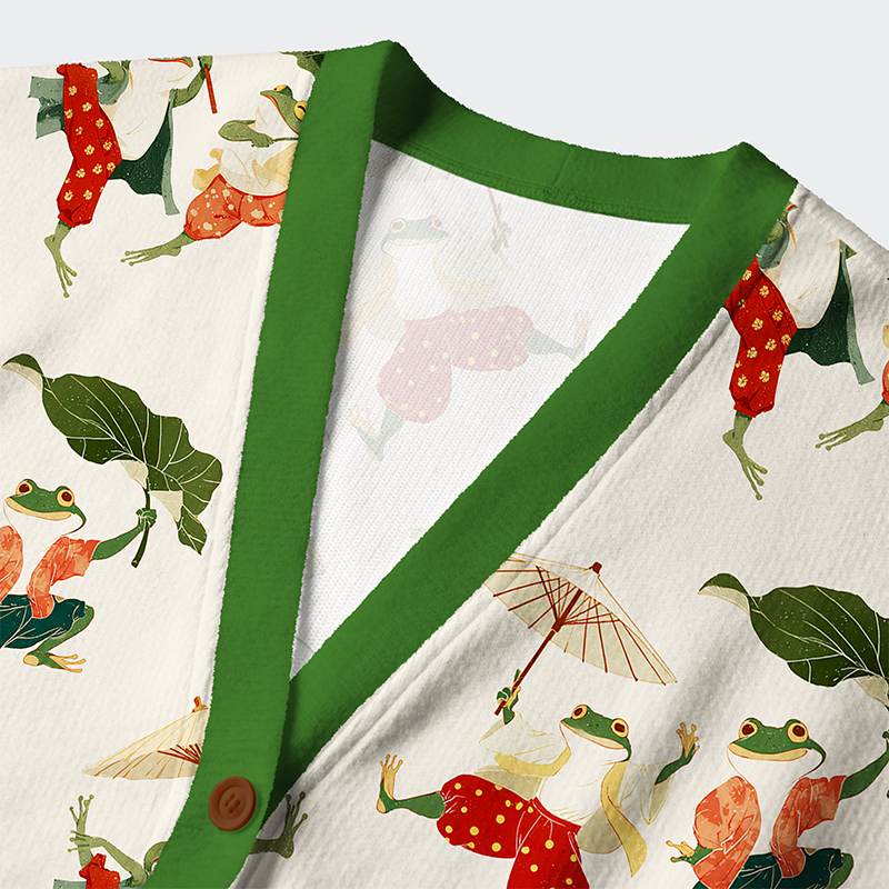 Tokyo-Tiger Waltz Of The Frogs Ugly Cardigan Sweater