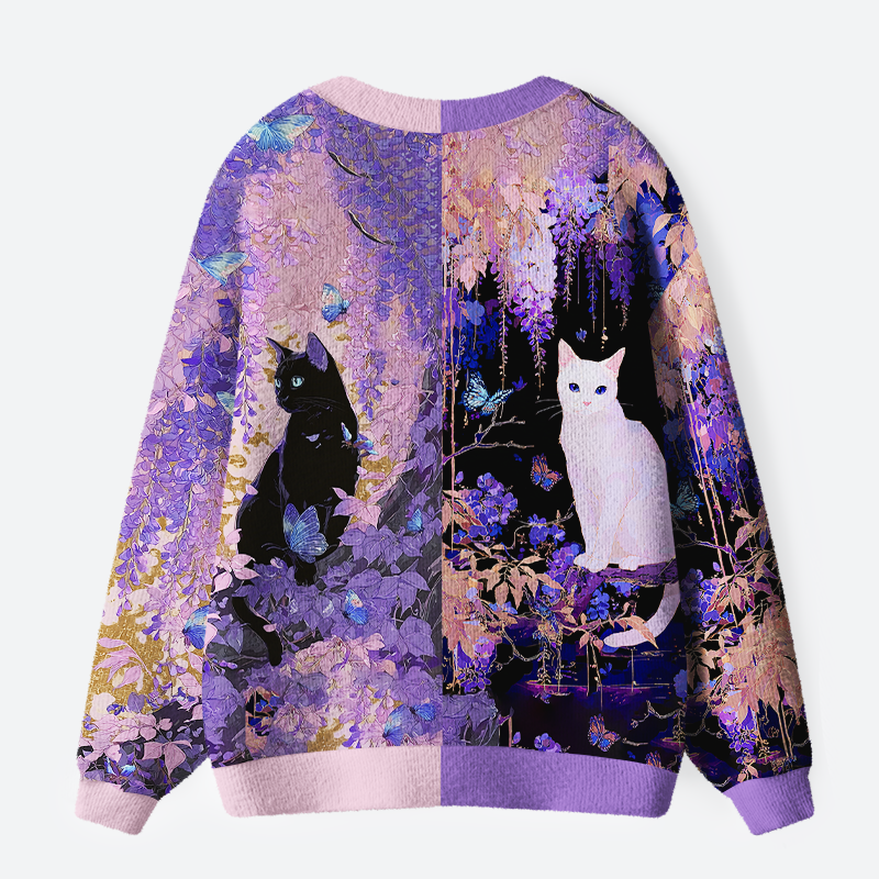 Tokyo-Tiger Butterfly Dreams Ugly Cardigan Sweater