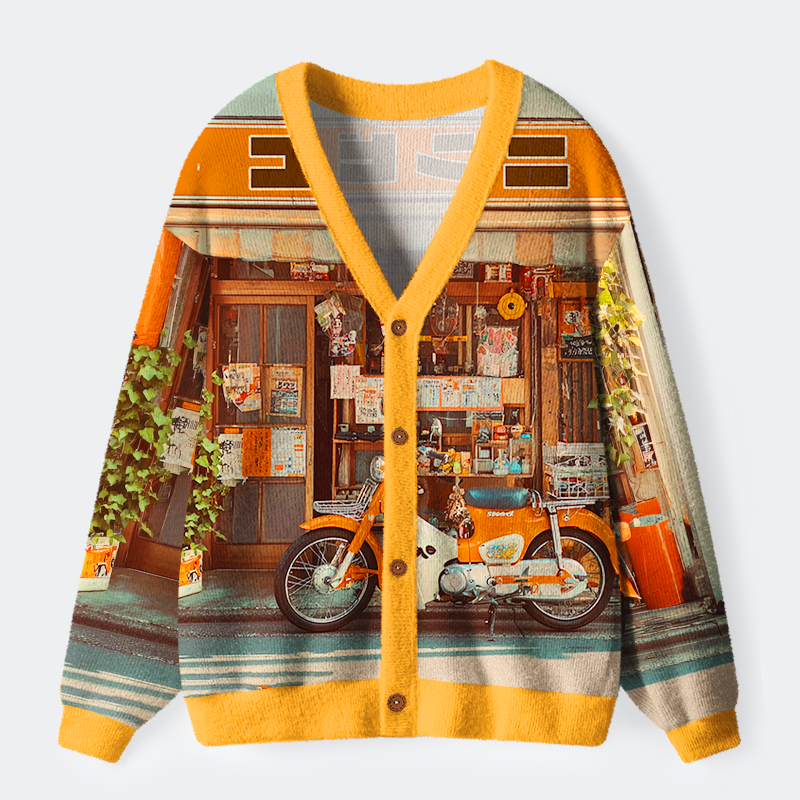 Tokyo-Tiger Retro Moto Convenience Ugly Cardigan Sweater
