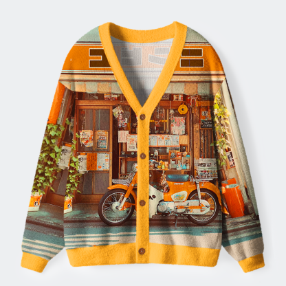 Tokyo-Tiger Retro Moto Convenience Ugly Cardigan Sweater