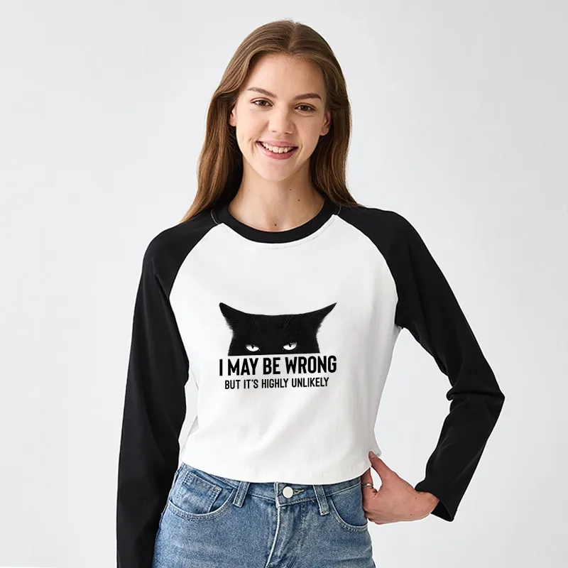 Tokyo-Tiger Cat Can Do No Wrong Women's Crop Raglan T-Shirt