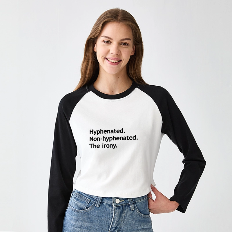 Tokyo-Tiger Hyphenated Funny Women's Crop Raglan T-Shirt