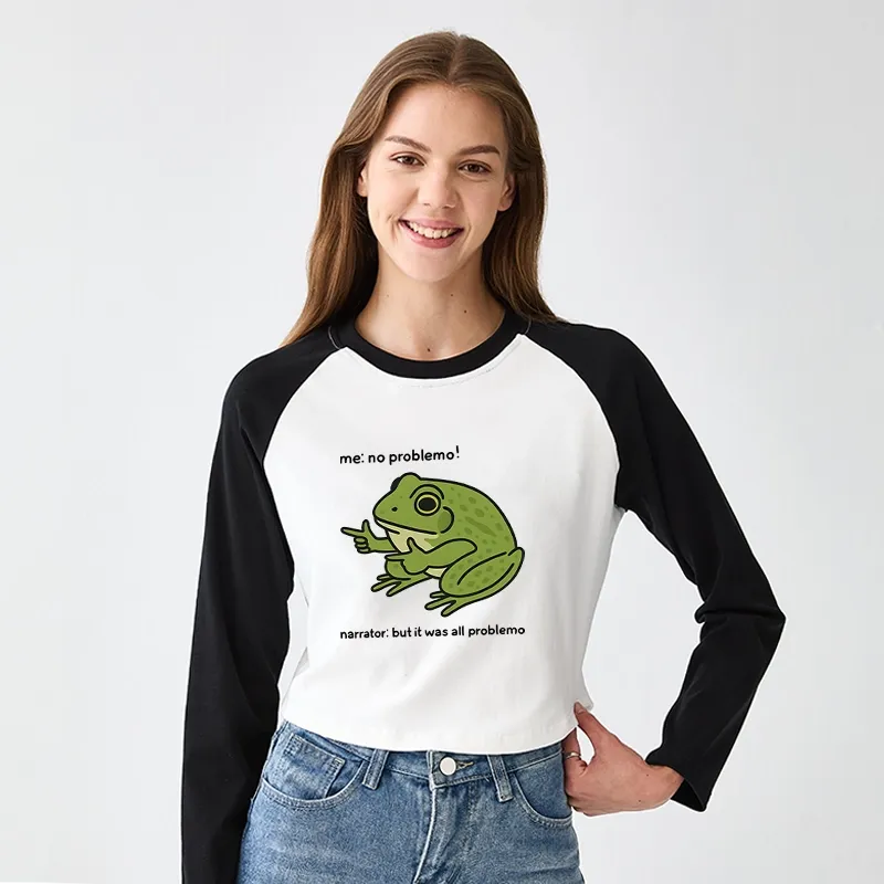 Tokyo-Tiger Stupid Frog Meme Women's Crop Raglan T-Shirt