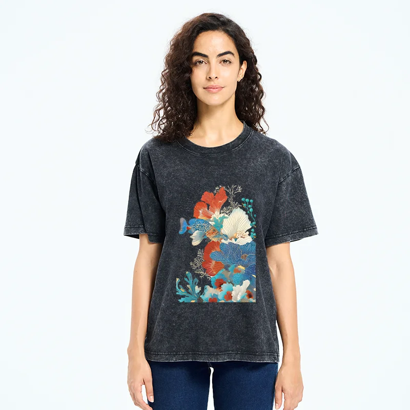 Tokyo-Tiger Underwater Corals Washed T-Shirt