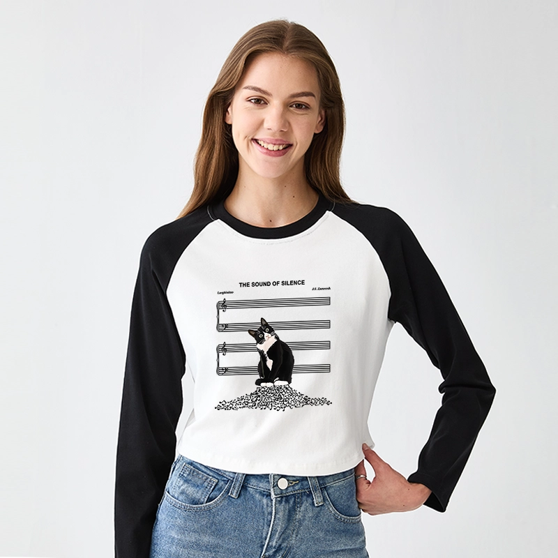 Tokyo-Tiger The Sound Of Silence Women's Crop Raglan T-Shirt