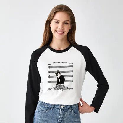 Tokyo-Tiger The Sound Of Silence Women's Crop Raglan T-Shirt