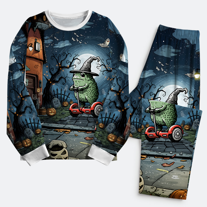 Tokyo-Tiger Frog Riding A Balance Scooter Family Pajama Sets