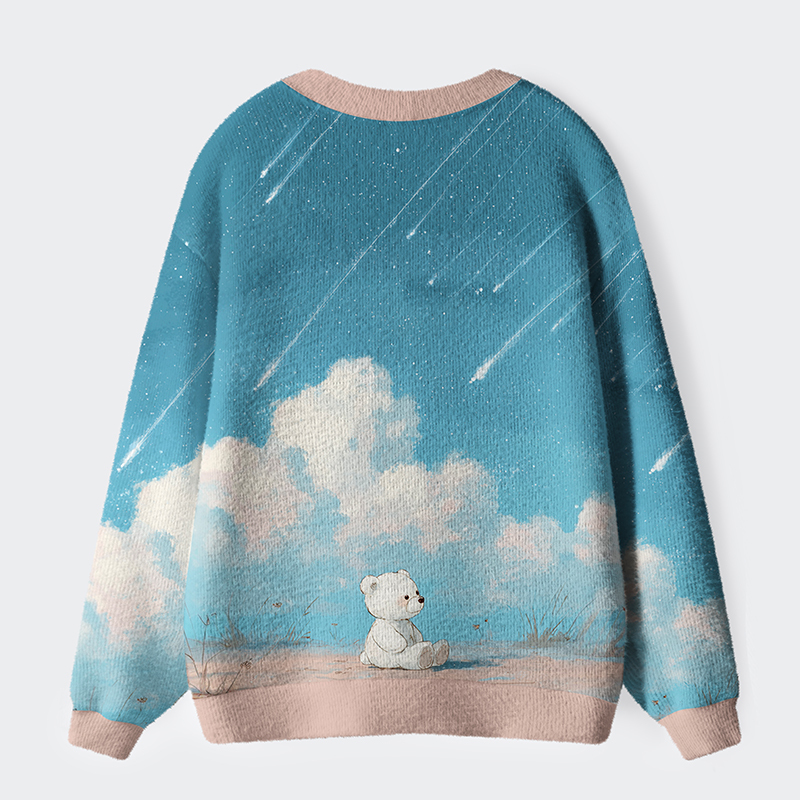 Tokyo-Tiger Wishing Under Falling Stars Ugly Cardigan Sweater