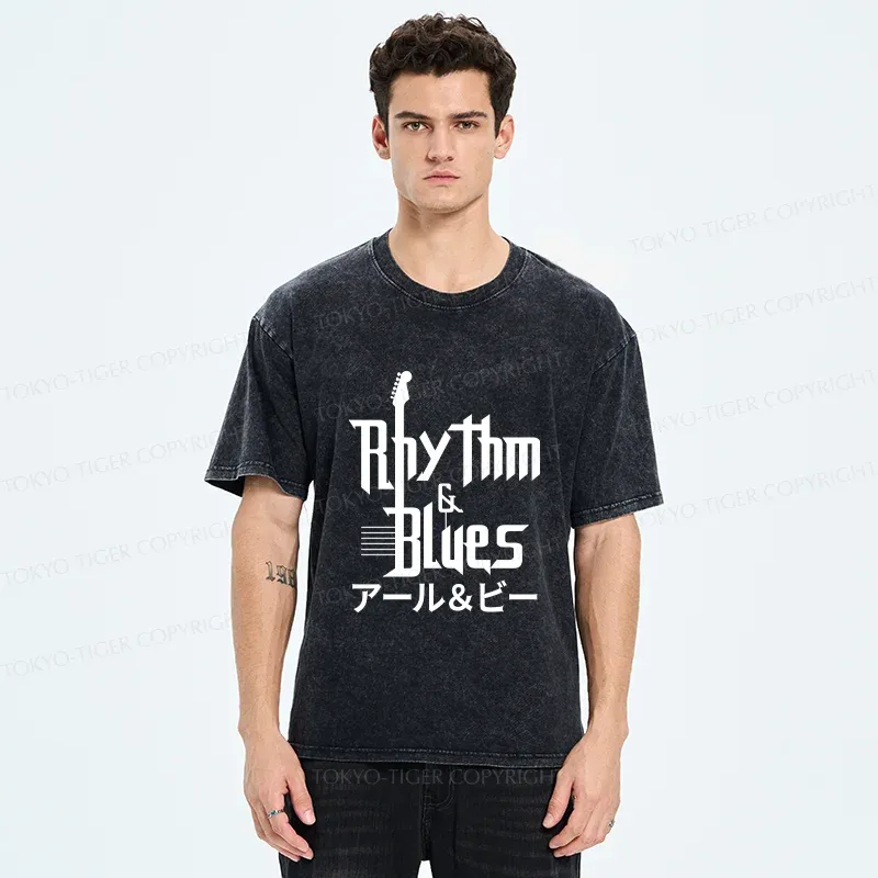 Tokyo-Tiger Music Blues Washed T-Shirt