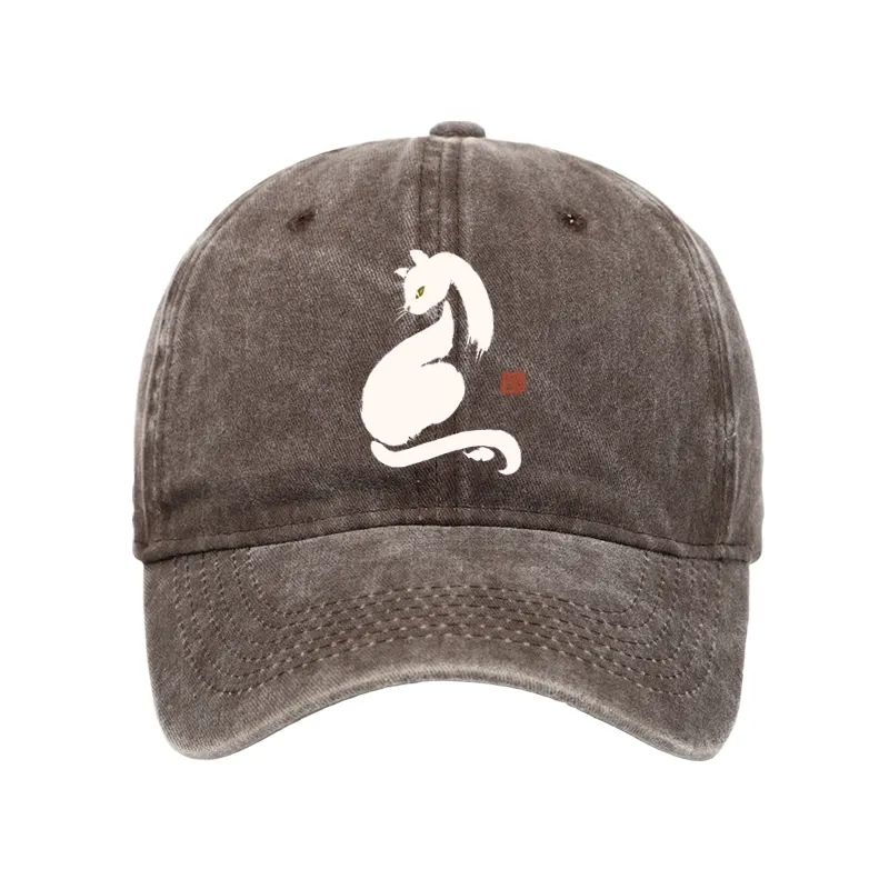 Tokyo-Tiger Elegant Black Cat Japan Washed Cap