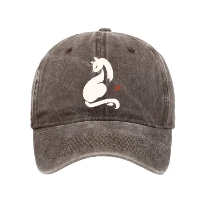 Tokyo-Tiger Elegant Black Cat Japan Washed Cap
