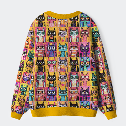 Tokyo-Tiger Pop Art Purrfection Ugly Cardigan Sweater