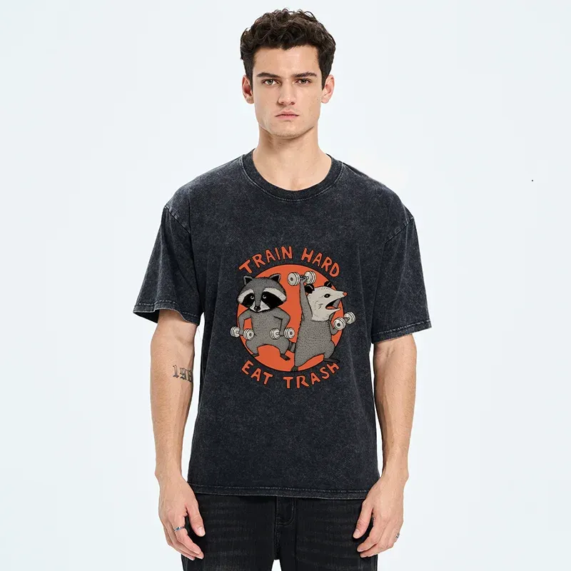 Tokyo-Tiger Raccoons And Opossums Are Working Out Washed T-Shirt