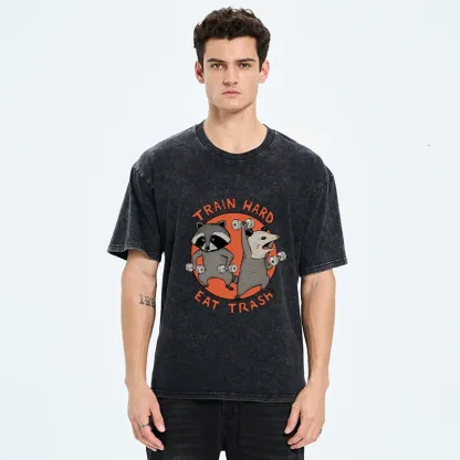 Tokyo-Tiger Raccoons And Opossums Are Working Out Washed T-Shirt