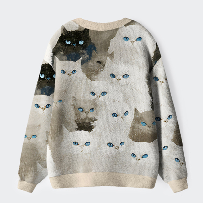 Tokyo-Tiger Clouds, But Make Them Cats Ugly Cardigan Sweater