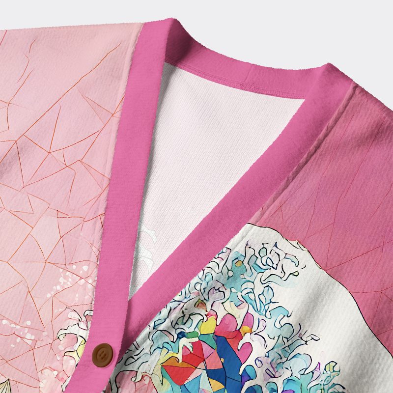 Tokyo-Tiger Colorful Prismatic Wave Ugly Cardigan Sweater