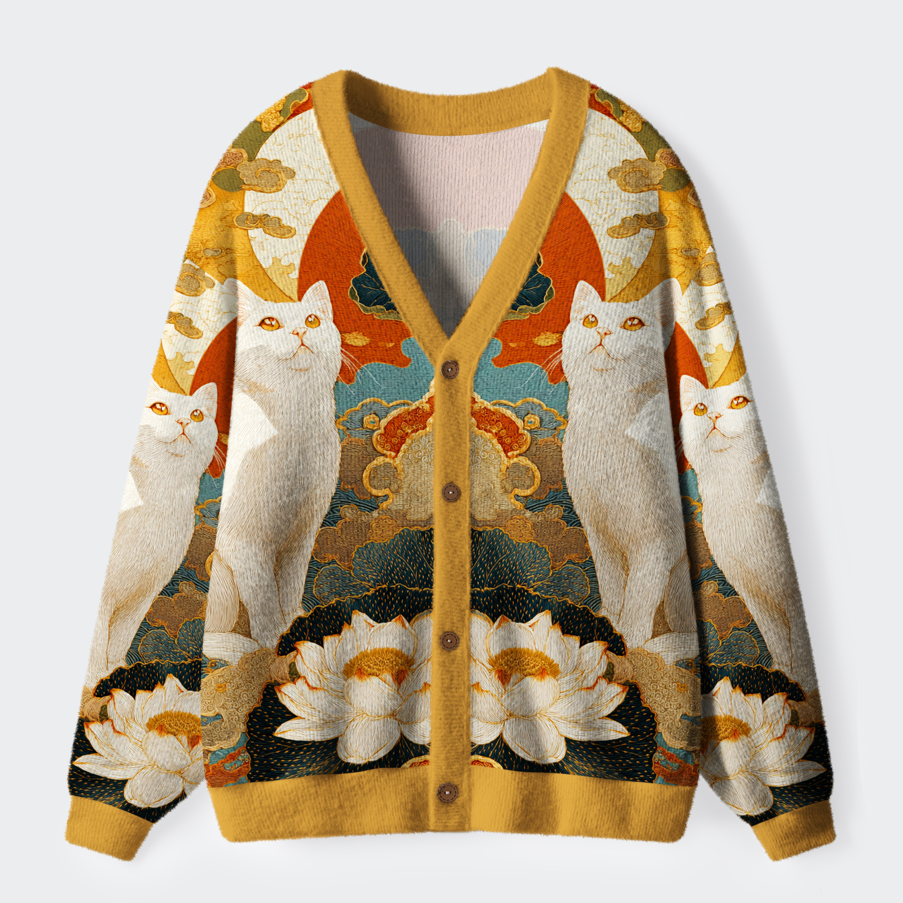 Tokyo-Tiger White Guardians Of The Vermilion Sun Ugly Cardigan Sweater
