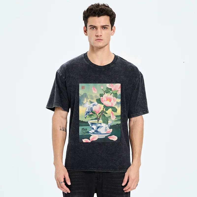 Tokyo-Tiger Fragrance Of Tea Is Like That Of Flowers Washed T-Shirt